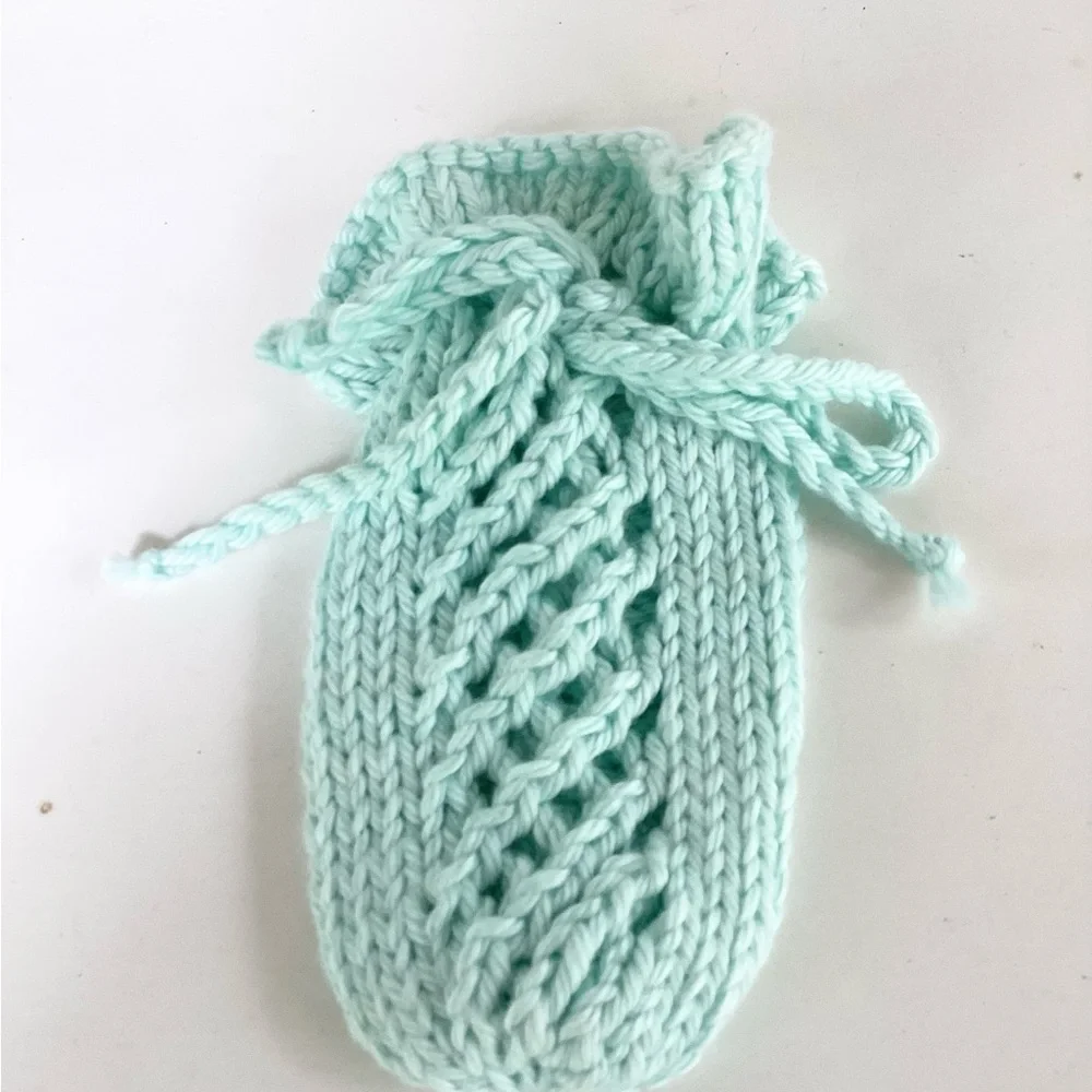 Hand Crafted Soap Saver Bag Hair Scrunchy Bath Essential Cotton Mint Green